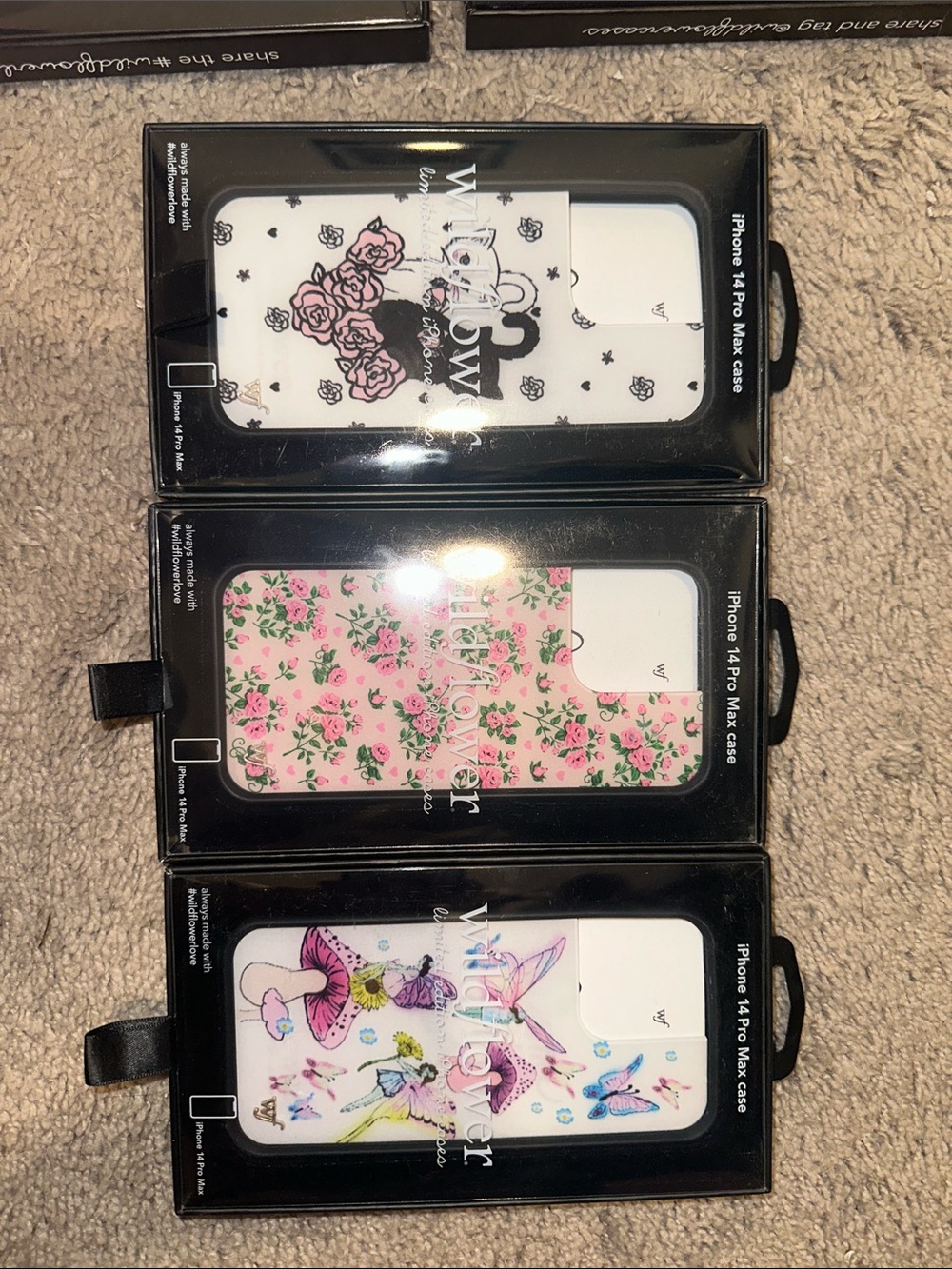 Wildflowers White iPhone 14 Pro Max Case with Pink Floral & Fairy Designs